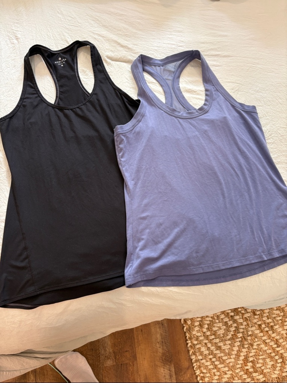 2 SHIRTS- Athleta Black & Lavender Racerback Tank Duo